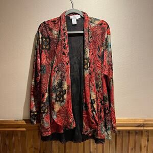 Coldwater Creek Vibrant Red and Black Cardigan